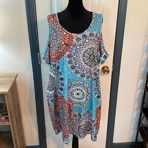 TEMU - Bohemian Peek-a-Boo Shoulder Knee Length Dress - 3X - Great material!